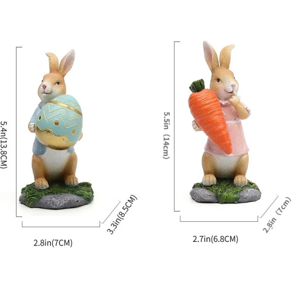 Påske kanin harpiks håndværk kanin dukke indretning skrivebord pynt kanin kram gulerod figur