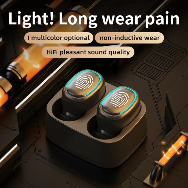 Trådlöst Bluetooth Touch Light Mini Hög Kvalitet Höronproppar Anti-Sweat HD Ljud  Stereo Universal Headset