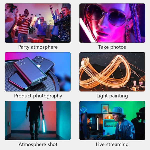 Bärbar RGB Magnetisk Fotografi Lighting Handhållen LED Fill Light Stick Lampa
