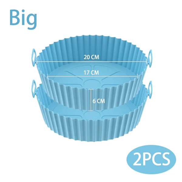 2 bitar 17 cm Silicon Korg Återanvändbar Ugn Bakning Bricka Silicon Form for Air Fryer Pizza Fried Kyckling Korg Air Fryer Tillbehör