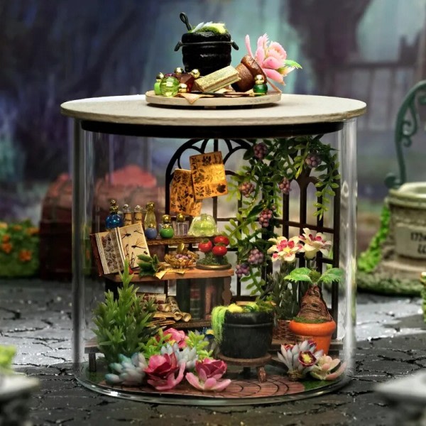 DIY Miniatur Dukkehus Med Møbler Kit, Tiny Hus Med Tilbehør Tid Magic