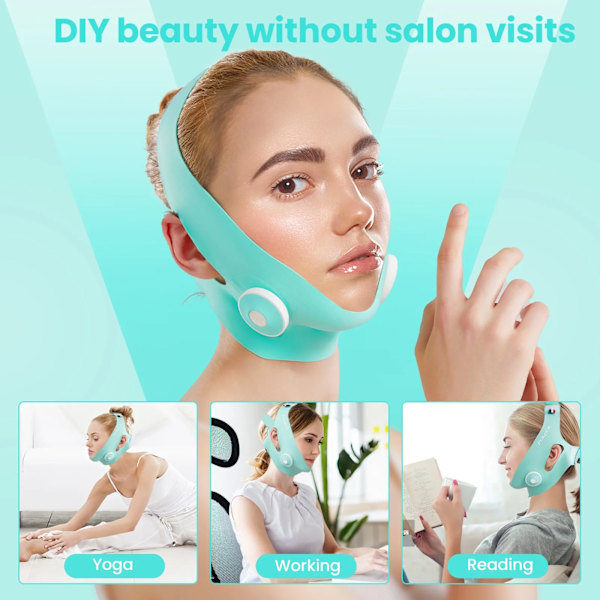 Dobbelt Hage Reducer V Face Lifting Maske med Jawline Exerciser Face Tape Massager og Soft Stof Lifting Belt