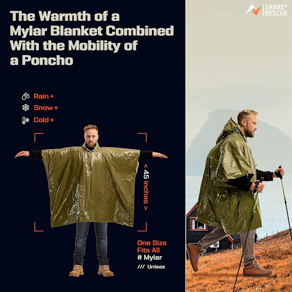 Alumiini kalvo kertakäyttö poncho lämmin lämpö sadetakki