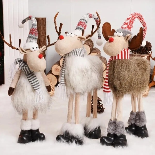 Joulu Suuri pysyvä hirvi nukke Navidad hahmo koristeet valoilla poro