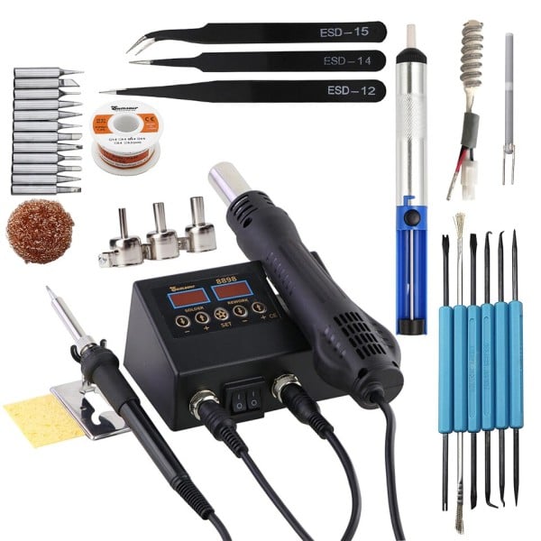 2 i 1 Lödstation Digital Display Varm luft pistol svetsning Omarbetning För mobiltelefon BGA SMD PCB IC Reparation Lod Iron Verktyg