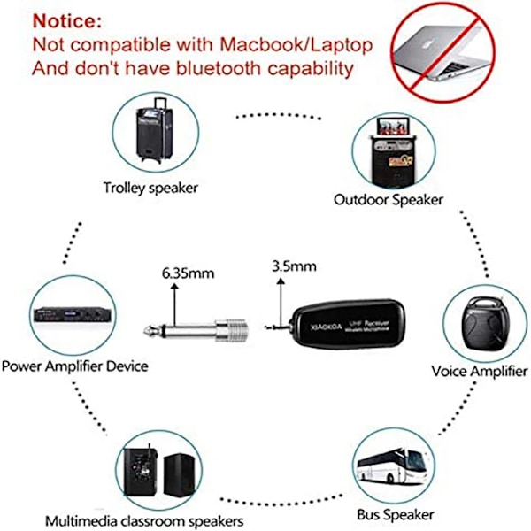 Hög kvalitet trådlöst mikrofon headset UHF trådlöst premium mikrofon headset och handhållen 2 in1 160 ft räckvidd för röst förstärkare