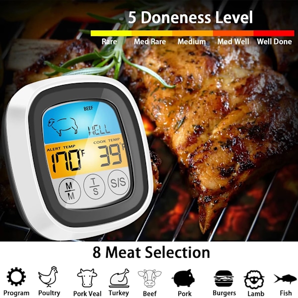 Digital Kök Termometer Ugn Temperatur Värme Mätare Kök Rostfritt Kött Termometrar