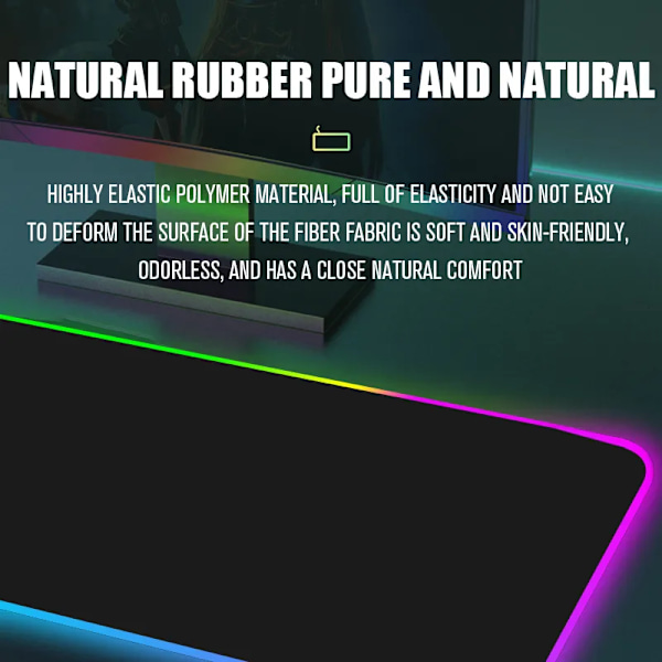 Stor lysende musematte RGB streamer LED gaming internett mus matte