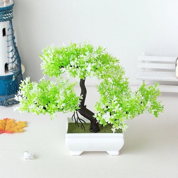 Konstgjorda växter bonsai liten träd kruka falsk växt blommor krukor prydnader för hem fest bröllop dekoration tillbehör