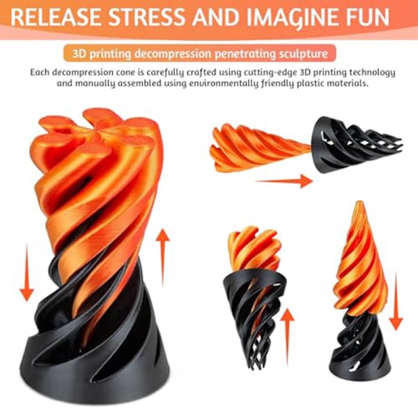 3D trykt spiral kegle legetøj umuligt pyramide gennemløb skulptur gennemgang pyramide fidget legetøj