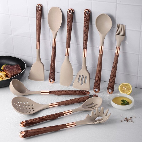 10 bitar Aprikos Köksartiklar Set Silikon Material Kök Matlagning Keds