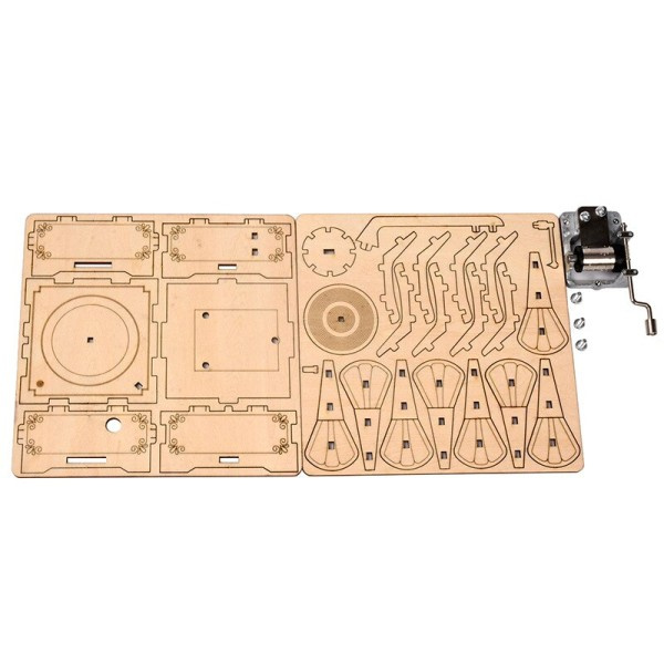 DIY 3D Trä pussel fonograf Musik Låda Modell Kit Leksaker för barn