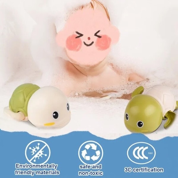 Söta Gröna Sköldpaddor Clockwork Baby Bad Leksaker Simning Pool Vatten Bad Sommar Badrum Leksaker