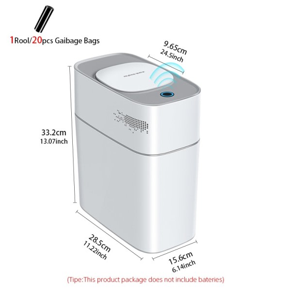 Smart badrum soptunna automatisk påsar elektronisk soptunna vit beröringsfri smal smart sensor sopor bin