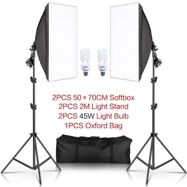 Fotografi Softbox Belysning Kits Professionelt Lys System Med E27 Photographic Pærer