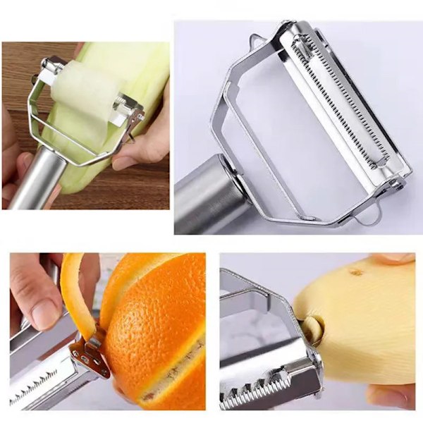 4 i 1 Multifunktionel Køkken Peeler Grøntsag Frugt Peeler Rustfrit Stål Holdbar Kartoffel Skærer