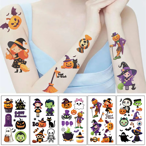 10 arkkia halloween kurpitsat tatuointi tarra väliaikainen väärennetty tatuointi