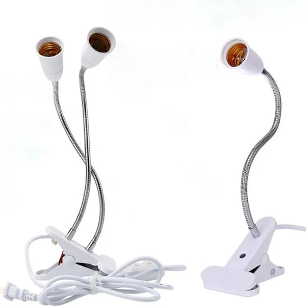 360 grader Fleksibel Skrivebord Lampe Holder E27 Base Lys Socket Svanehals Clip-On Kabel Med På Av bryter