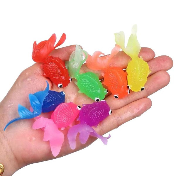 Barn's 10st Set Kawaii Simulering Gummi Guldfisk Baby Bad Vatten Leka Spel Leksaker för Barn
