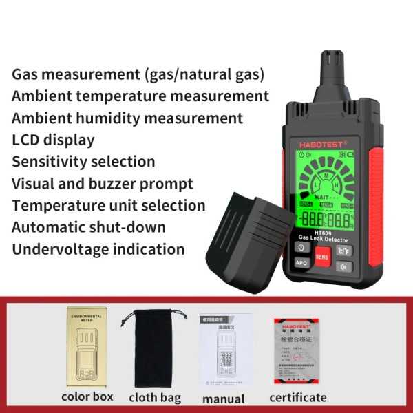 Gass lekkasjedetektor lyd skjerm alarm med LCD skjerm gassdetektor