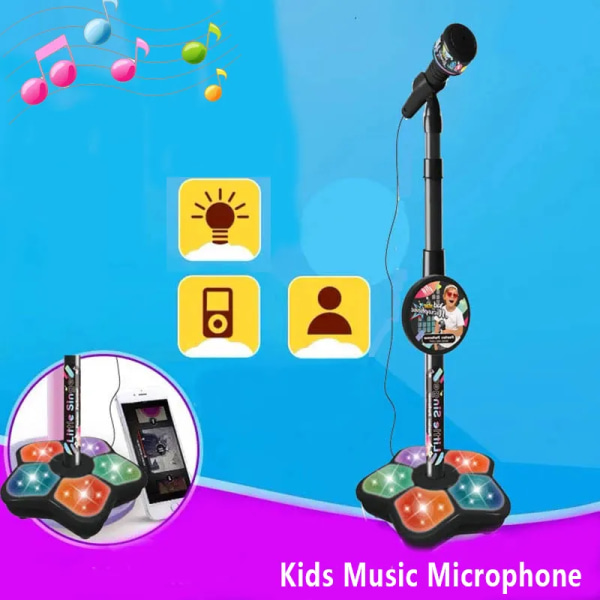 Barn mikrofon med stativ karaoke sang musikk instrument leker hjerne  trening pedagogisk leketøy acc3 | Fyndiq