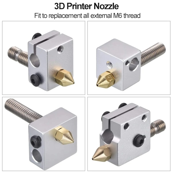 25 bitar 0,4MM MK8 Ender 3 munstycken 3D skrivare mässing munstycken extruder för Makerbot Creality CR-10 med 5 nålar