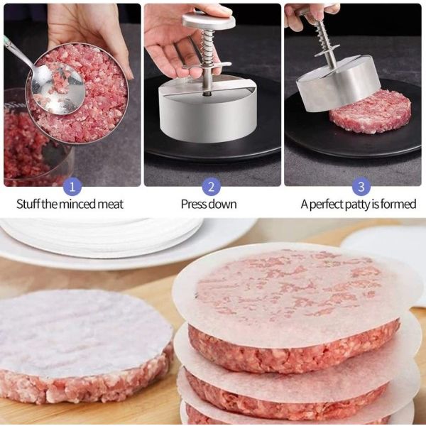 Rustfritt stål non-stick rund manuell ris ball mugg tykkelse justert kjøkken biff grill verktøy