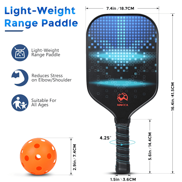 Pickleball Paddlar USAPA Godkänd Set Racket Honeycomb Core 4 Balls