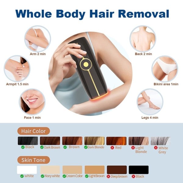 IPL Epilator Laser Permanent ICE Smertefri Hårfjerning Maskin Bikini Trimmer Elektrisk