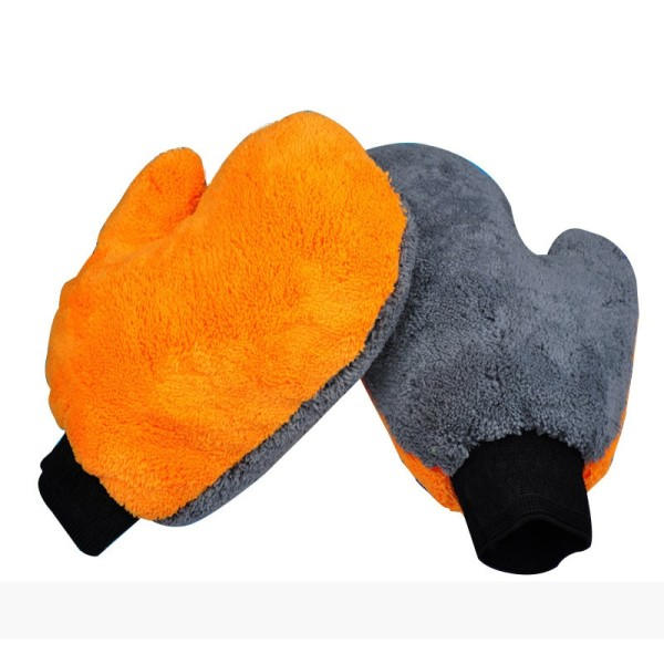 Bil vask handsker mikrofiber koral fleece  rengøring vask værktøj tyk klud klud auto pleje dobbeltsidet handske
