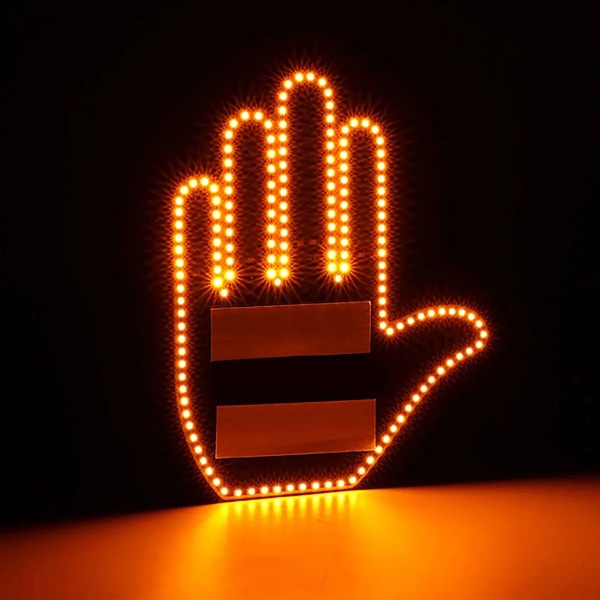 1 Set Bil Finger Light med Fjärrkontroll Cool Funny Car Interior Light FingerUp LED Mellan Finger Hand Lampa Bil Tillbehör