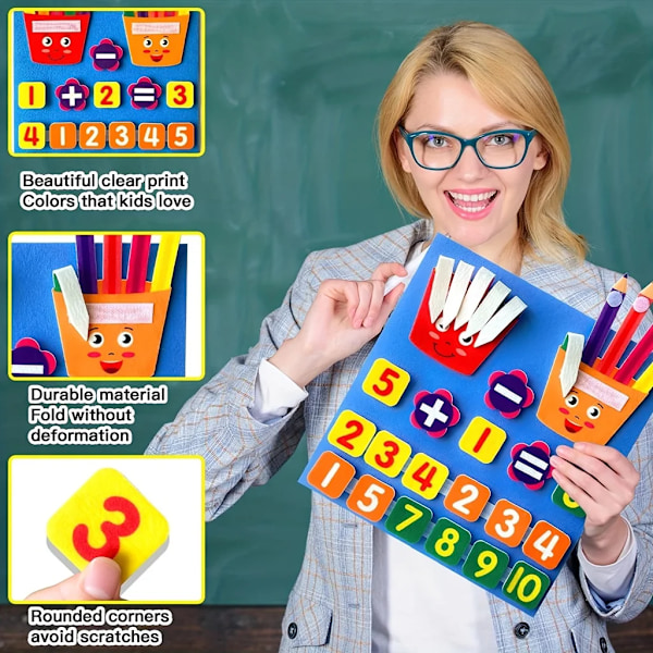 11,8*11.3 I Kid Montessori Blyert Form Leksaker Filt Finger Siffror Matematik Leksaks Barn Räkna Tidigt Lärande för Småbarn