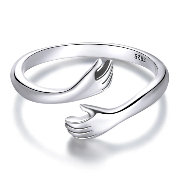 925 Sterling sølv klem varme og kjærlighet hånd justerbar ring for kvinner fest smykker