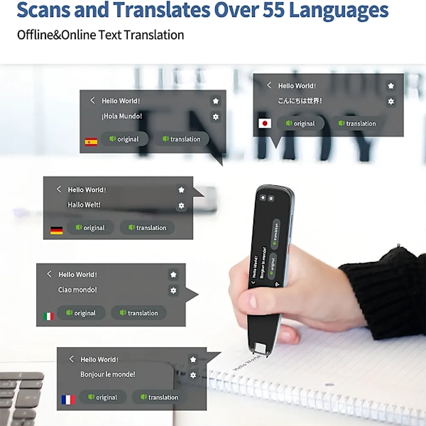 Smart Voice Scan Oversætter Pen Multifunktionsoversættelse Real Tid Sprog Oversætter Business Ordbog Pen