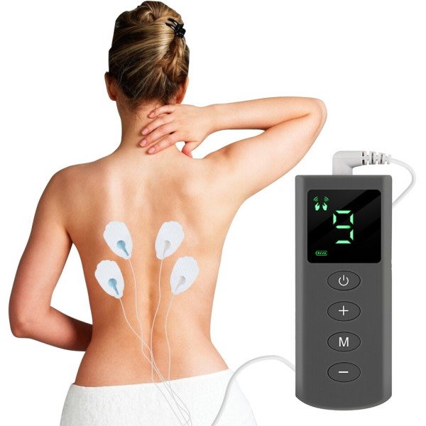4 moduser TENS EMS muskelstimulering kroppsmassasje smertelindring 4 elektrode pads elektrostimulator