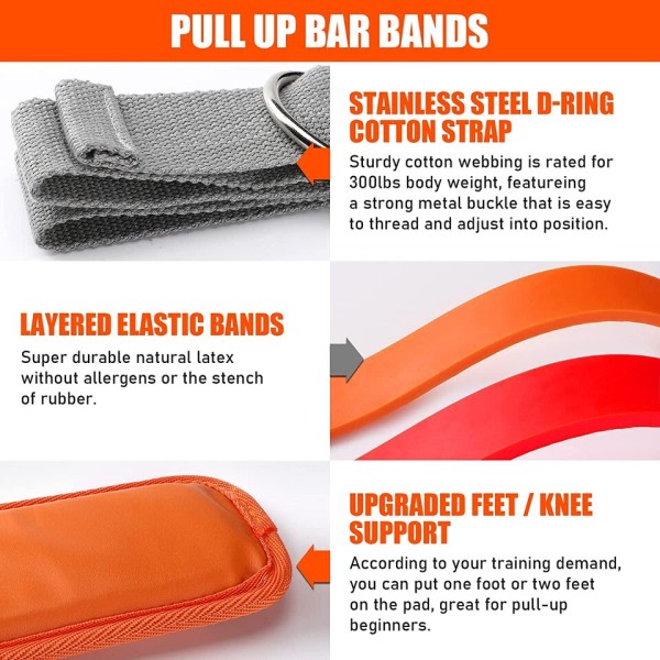 Pull Up Assistance Bands Set Modstand Strop til Pull Up Assist for Mænd Kvinder Hænging Træning Chin-up
