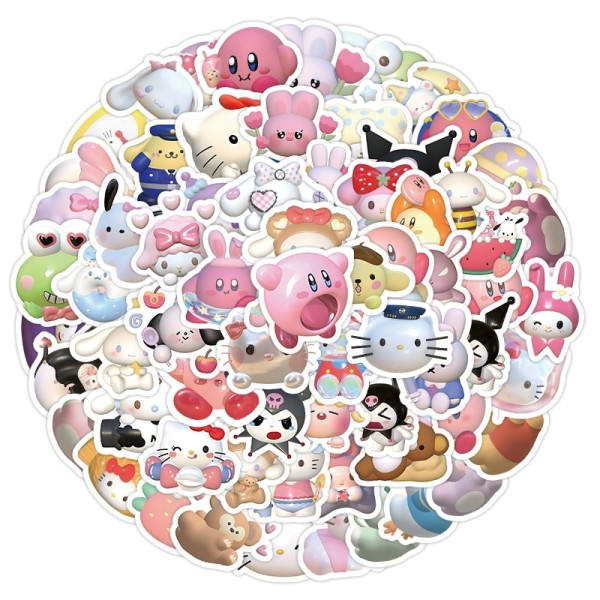100kpl 3D Avatar Sanrio tarra sarjakuva söpö teetä tarra vedenpitävä anime tarrat Kuromi My Melody kannettava tarra