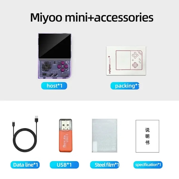 Mini Plus Portable Retro Handheld Game Console V2 Mini 3,5 Tommer IPS Screen Classic Video Game Console