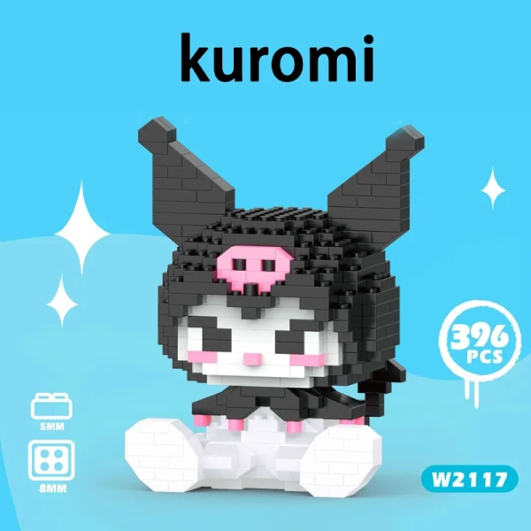 Bygning Blokk Anime Figur Kuromi Sammensatt Leker Dekorativt Ornament Modell Barn's Puslespill Dukker