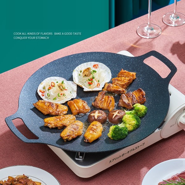 Grill pande koreansk rund non-stick grill plade udendørs rejse camping stegning pande