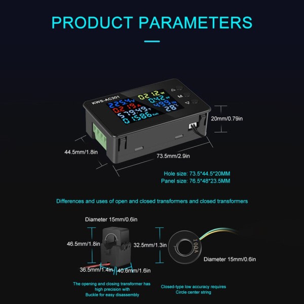 Wattmeter Power Meter Voltmeter Power Analyzer El Meter