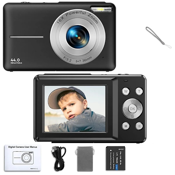 Lapset videokamera 16x zoom kompakti 1080P 44MP kamerat