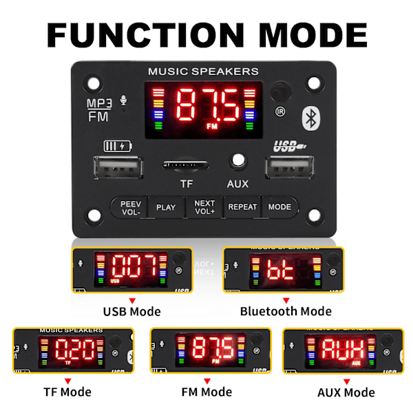 Bluetooth 5.0 MP3 Dekoder Bord 2*40W 80W Forsterker Lyd spiller