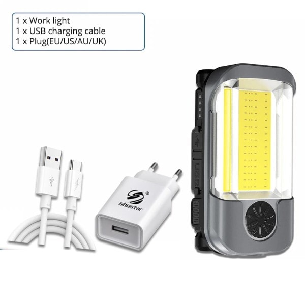 Genopladelig Work Light LED Lommelygte med XPG+COB Lampe Beads Lantern Lampe