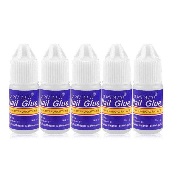 5 bitar Snabb torkande nagelkonst lim tips glitter UV akryl rhinestones dekorationer nagel lim falsk spets multipurpose manikyr verktyg