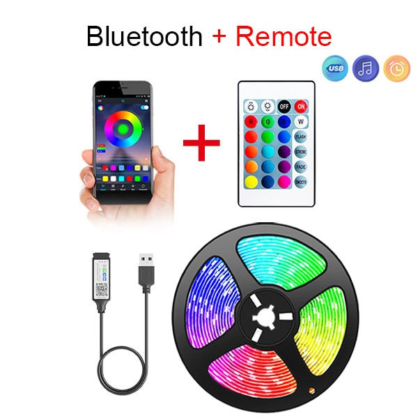 Bluetooth USB LED Strip Lys 5050 SMD 5V USB RGB Lys Fleksibel LED Lampe Tape