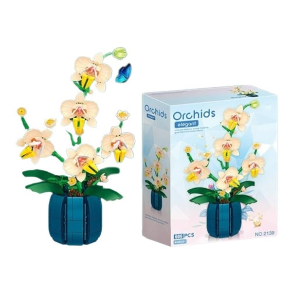 Orkidé Blomster Bygge Klodse Model Sæt Romantisk Blomster Vildblomst Buket Klods Legetøj