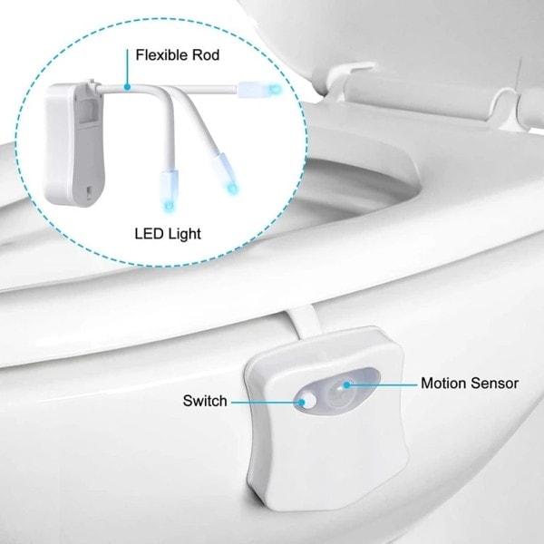Toilet Nat Lys PIR Bevægelse Sensor Toilet Lys LED Vaskerum Nat Lampe