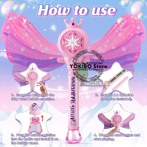 Bubble Wands for Børn Piger Light Up LED Lyd Bubble Gun Bubble Machine for Børn