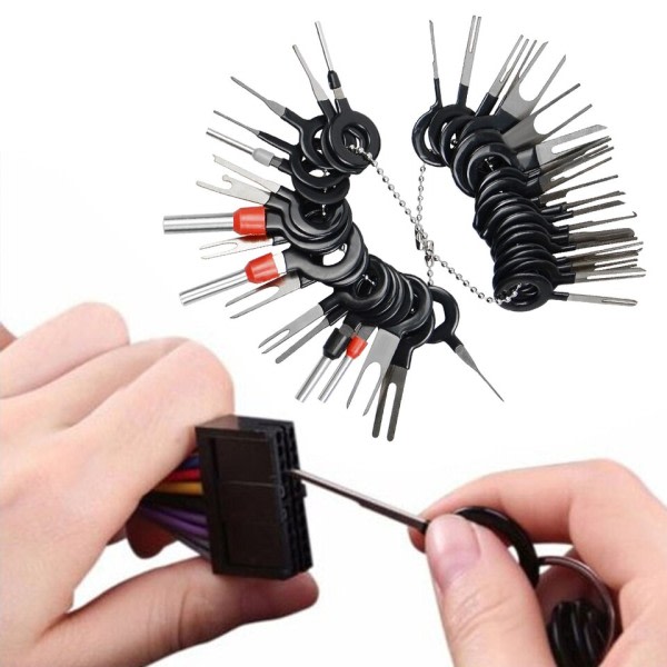 26st Bil Terminal Demontering Reparation Verktyg El Kabel Krimp kontakt Pin Extractor Kit Nycklar Fordon Plug Pullers